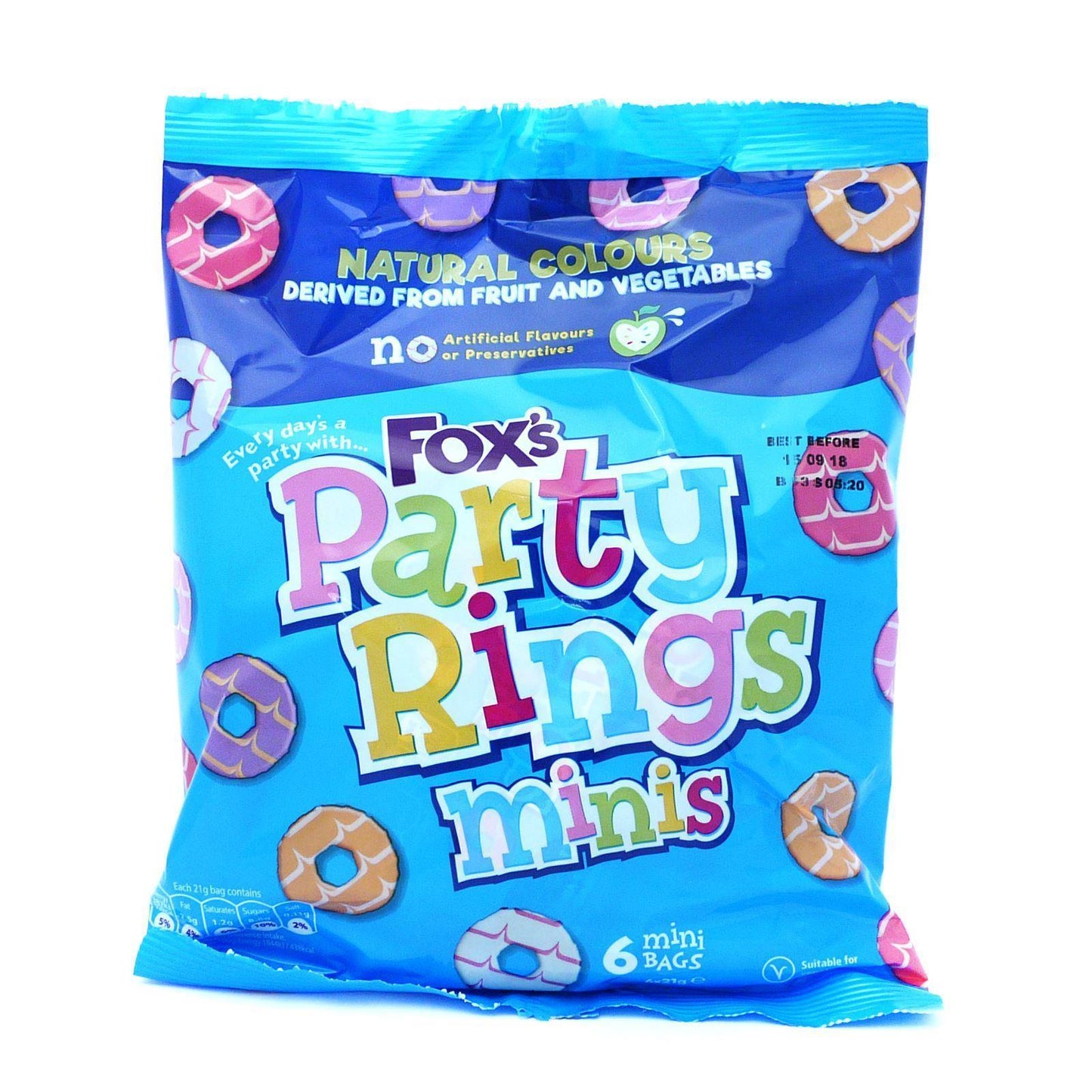 Fox's Mini Party Rings (10 Packs of 6, Total 60)