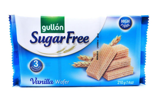 Gullon Sugar Free Vanilla Flavour Wafer Biscuits 210g (Box of 12)