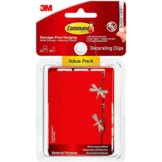 3M Command Decorating Clips Damage-Free Hanging Value Pack 40 Clips