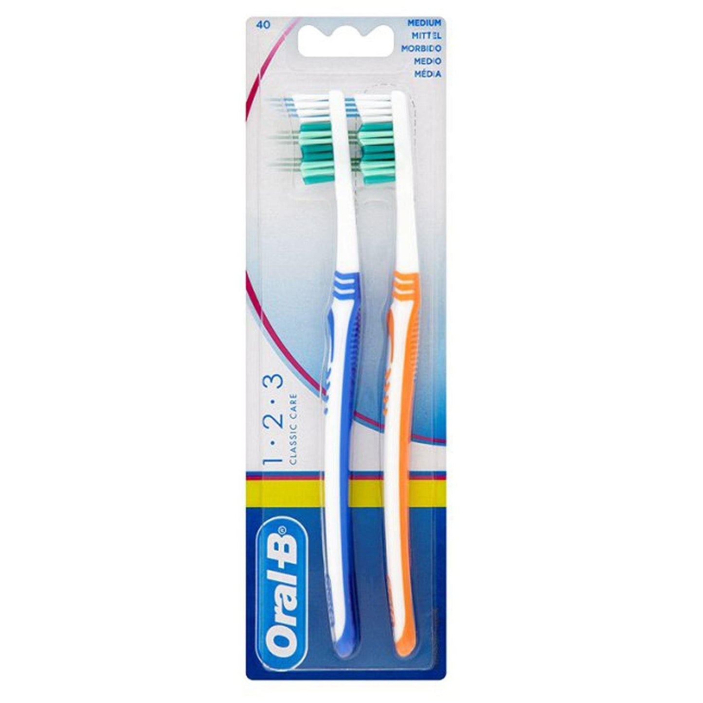 Oral B Toothbrush 1.2.3 Classic Care Twin Pack Medium