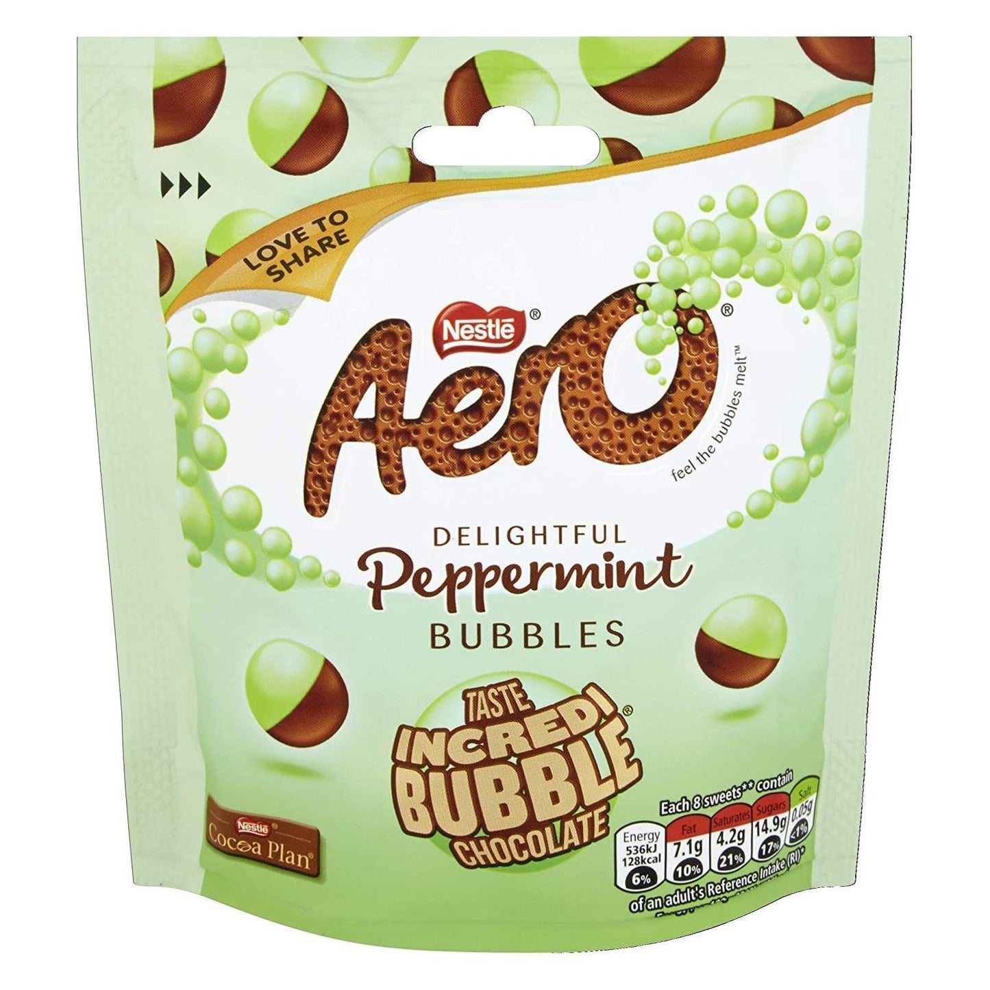 Nestle Aero Peppermint Bubbles Chocolate Bag 92g (Box of 8)