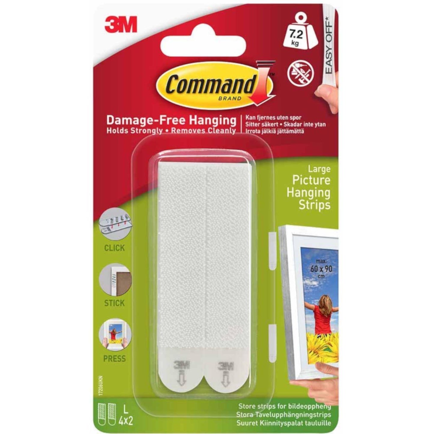 3M Command Picture Hanging Strips Damage-Free Hanging Large 4x2