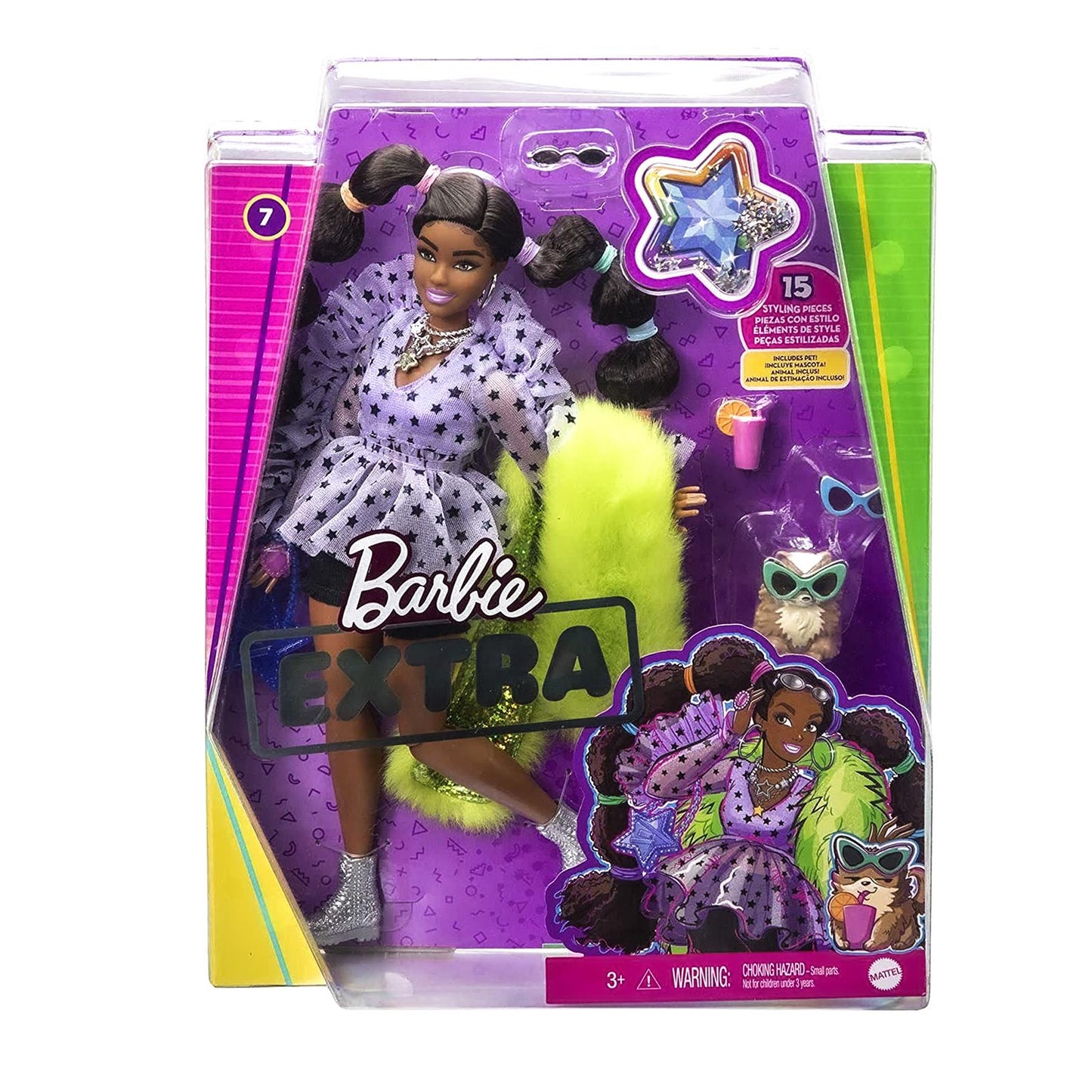 Barbie Extra Doll with Pigtails and Bobble Hair Playset