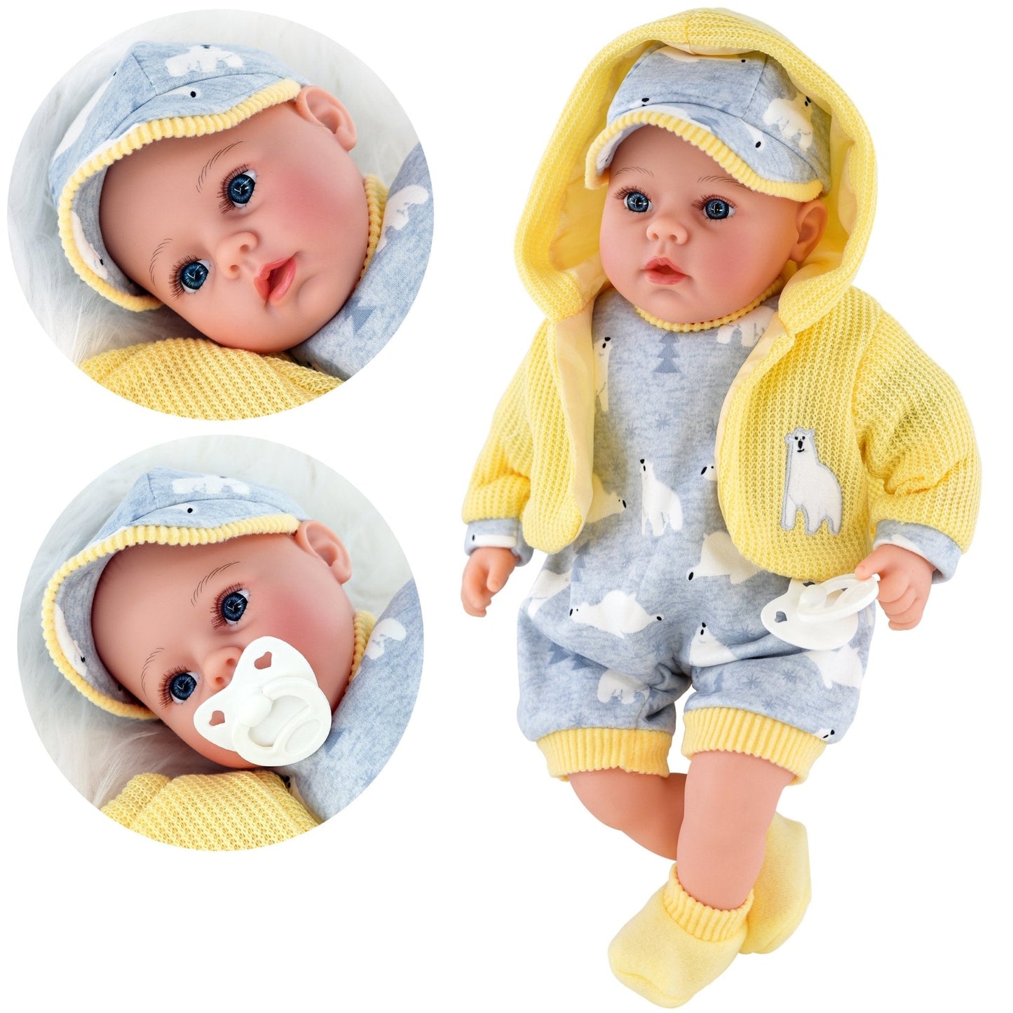 Baby Doll With Dummy & Sounds Yellow