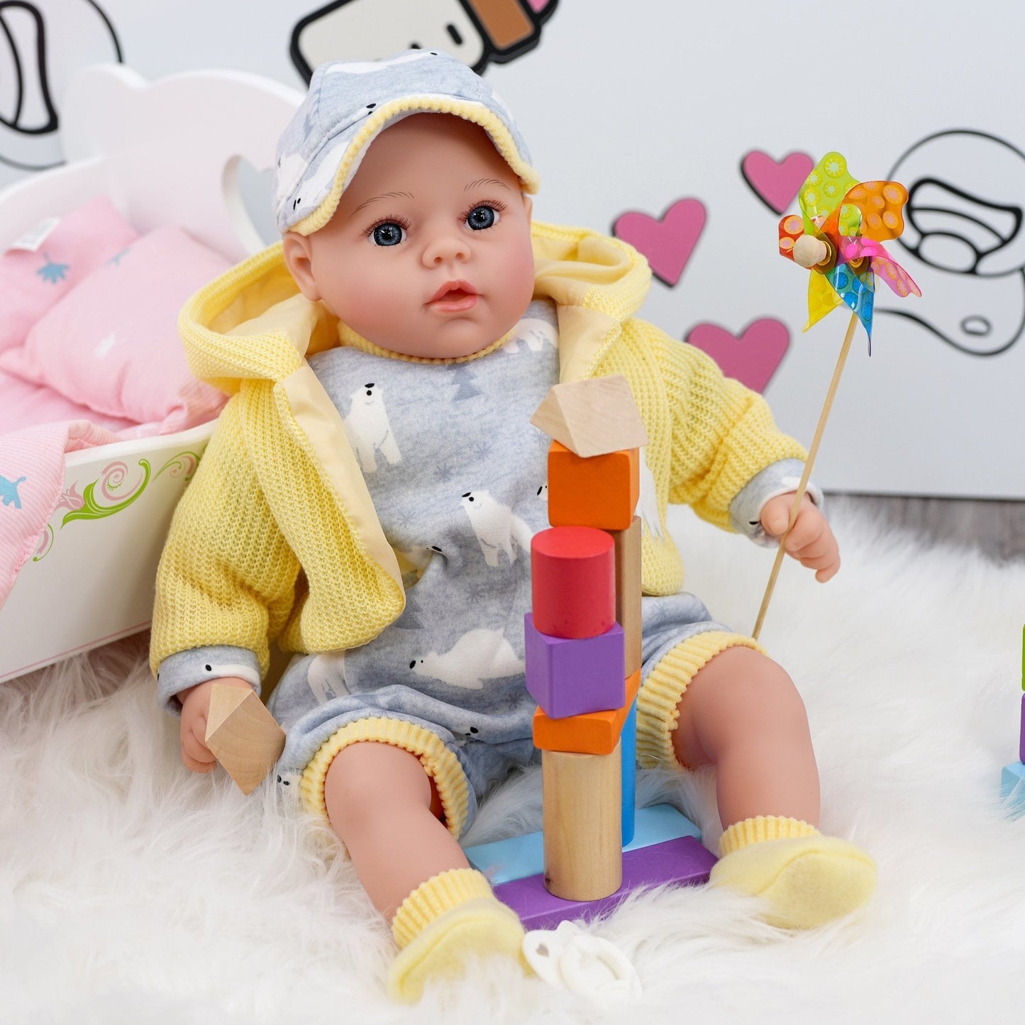 Baby Doll With Dummy & Sounds Yellow