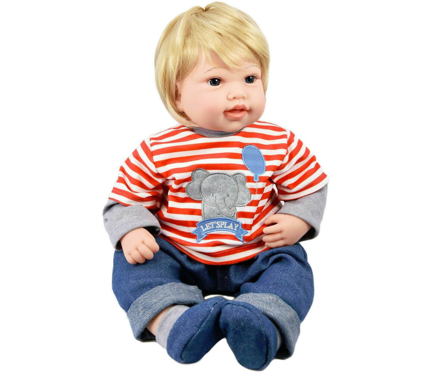 Baby Toddler Sitting Baby Doll with Red Stripy T-Shirt