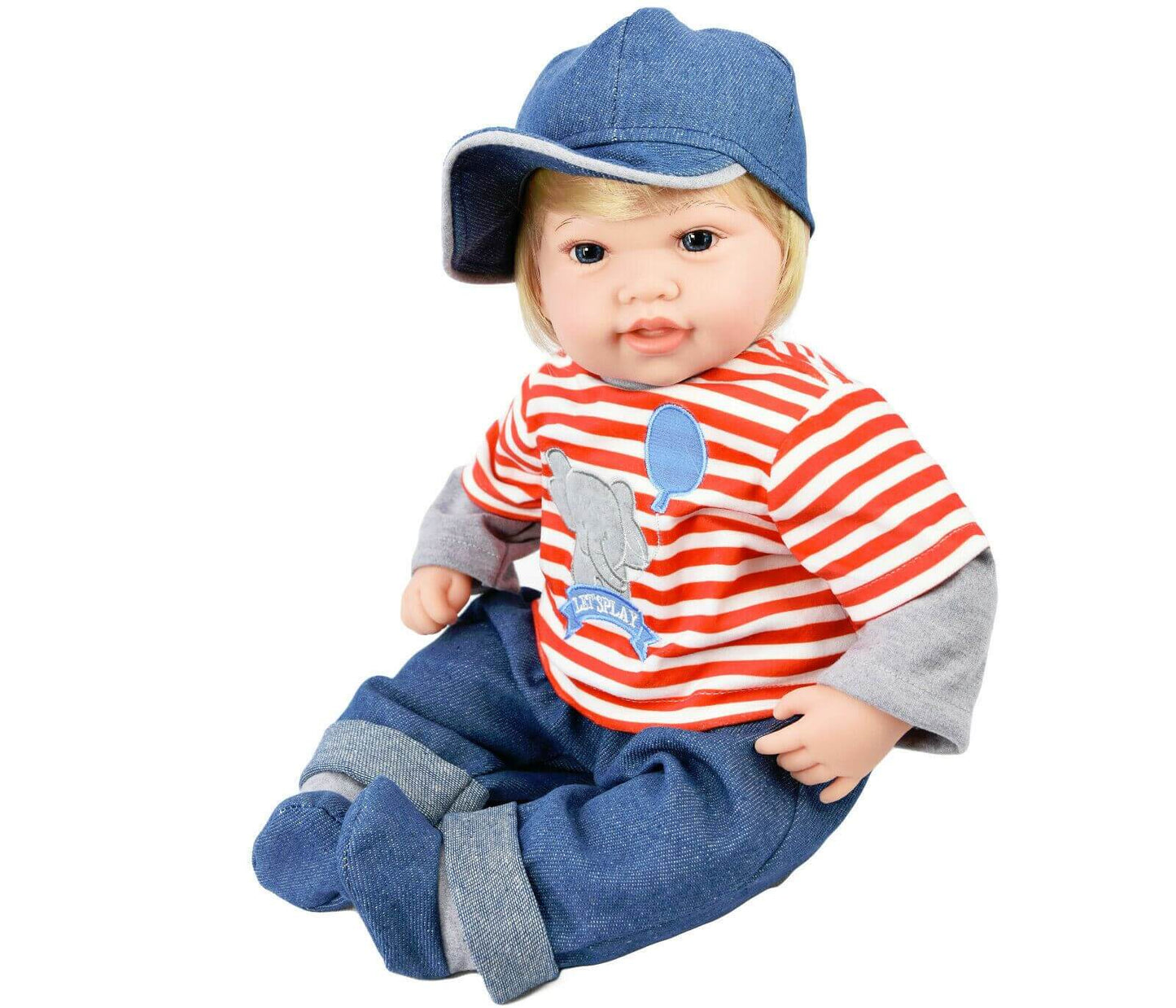 Baby Toddler Sitting Baby Doll with Red Stripy T-Shirt