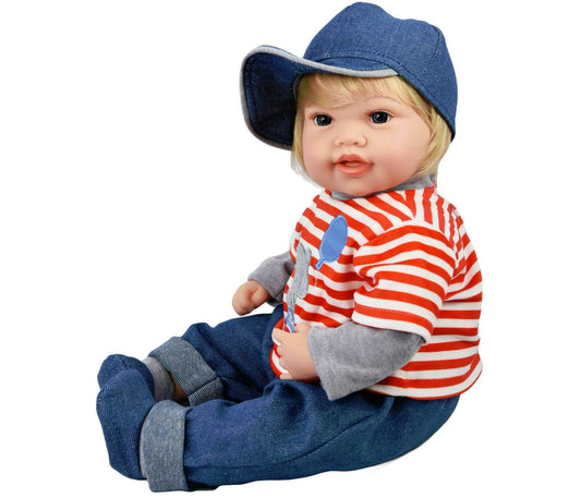 Baby Toddler Sitting Baby Doll with Red Stripy T-Shirt