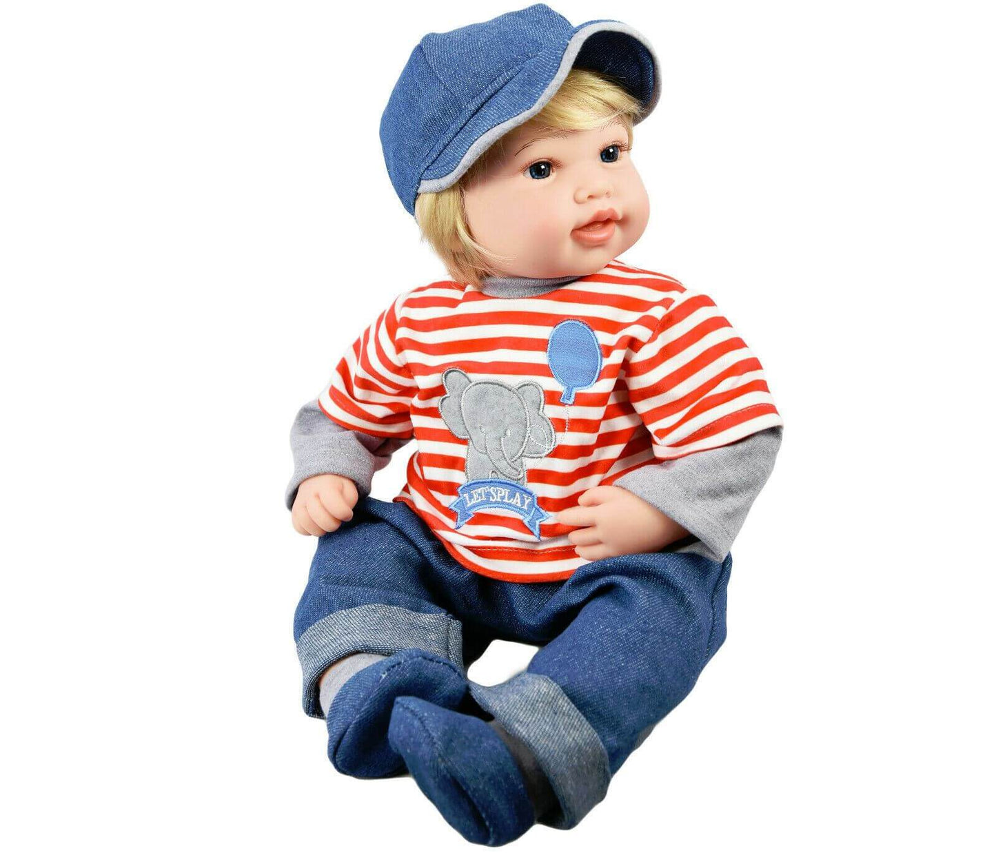 Baby Toddler Sitting Baby Doll with Red Stripy T-Shirt