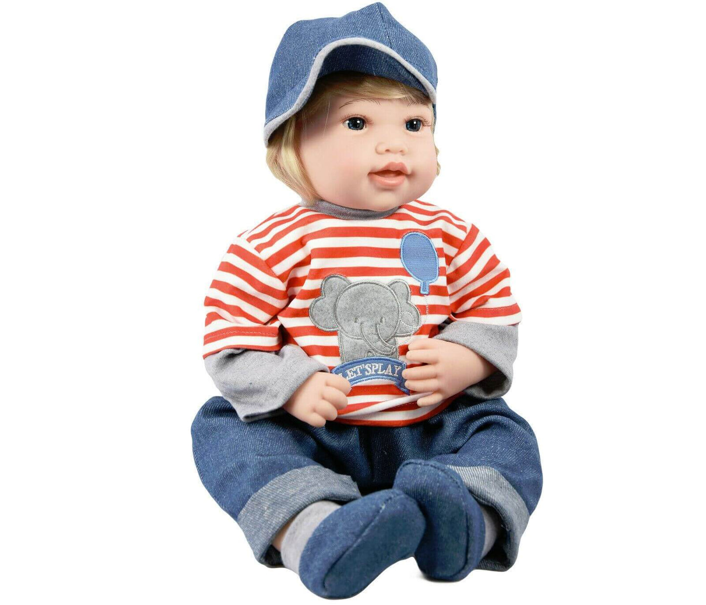 Baby Toddler Sitting Baby Doll with Red Stripy T-Shirt