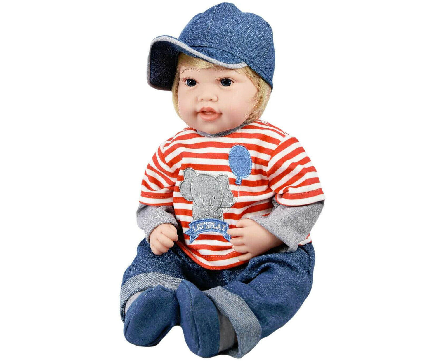 Baby Toddler Sitting Baby Doll with Red Stripy T-Shirt