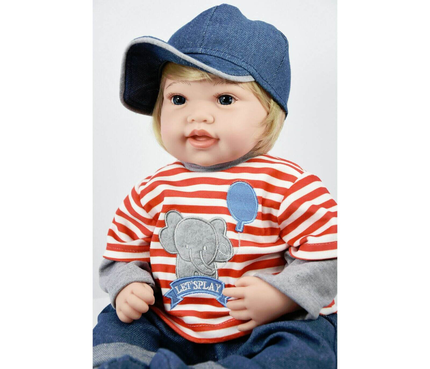 Baby Toddler Sitting Baby Doll with Red Stripy T-Shirt