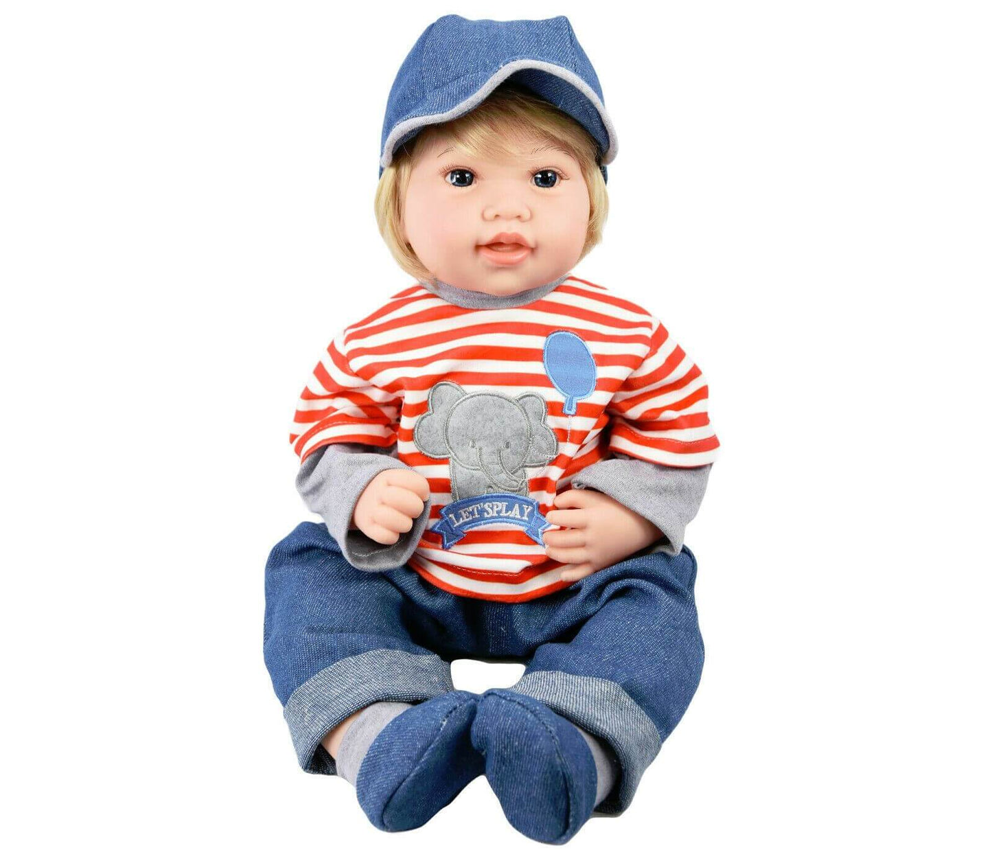 Baby Toddler Sitting Baby Doll with Red Stripy T-Shirt