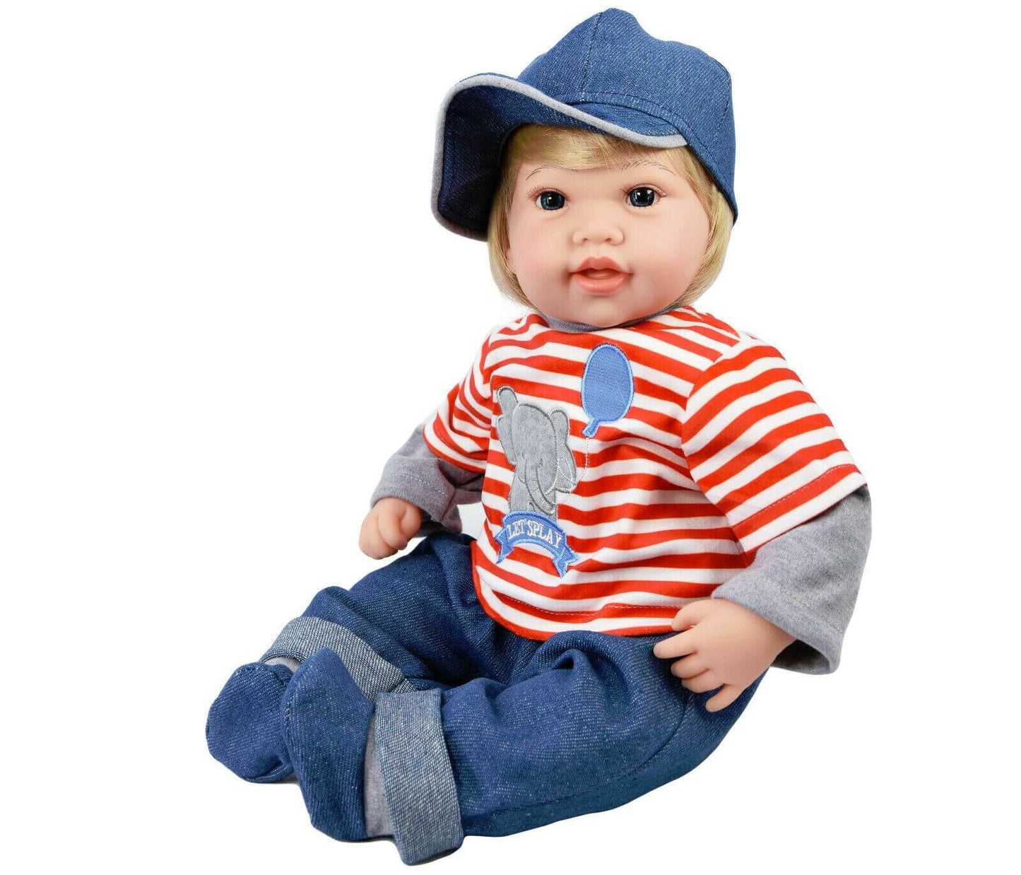 Baby Toddler Sitting Baby Doll with Red Stripy T-Shirt