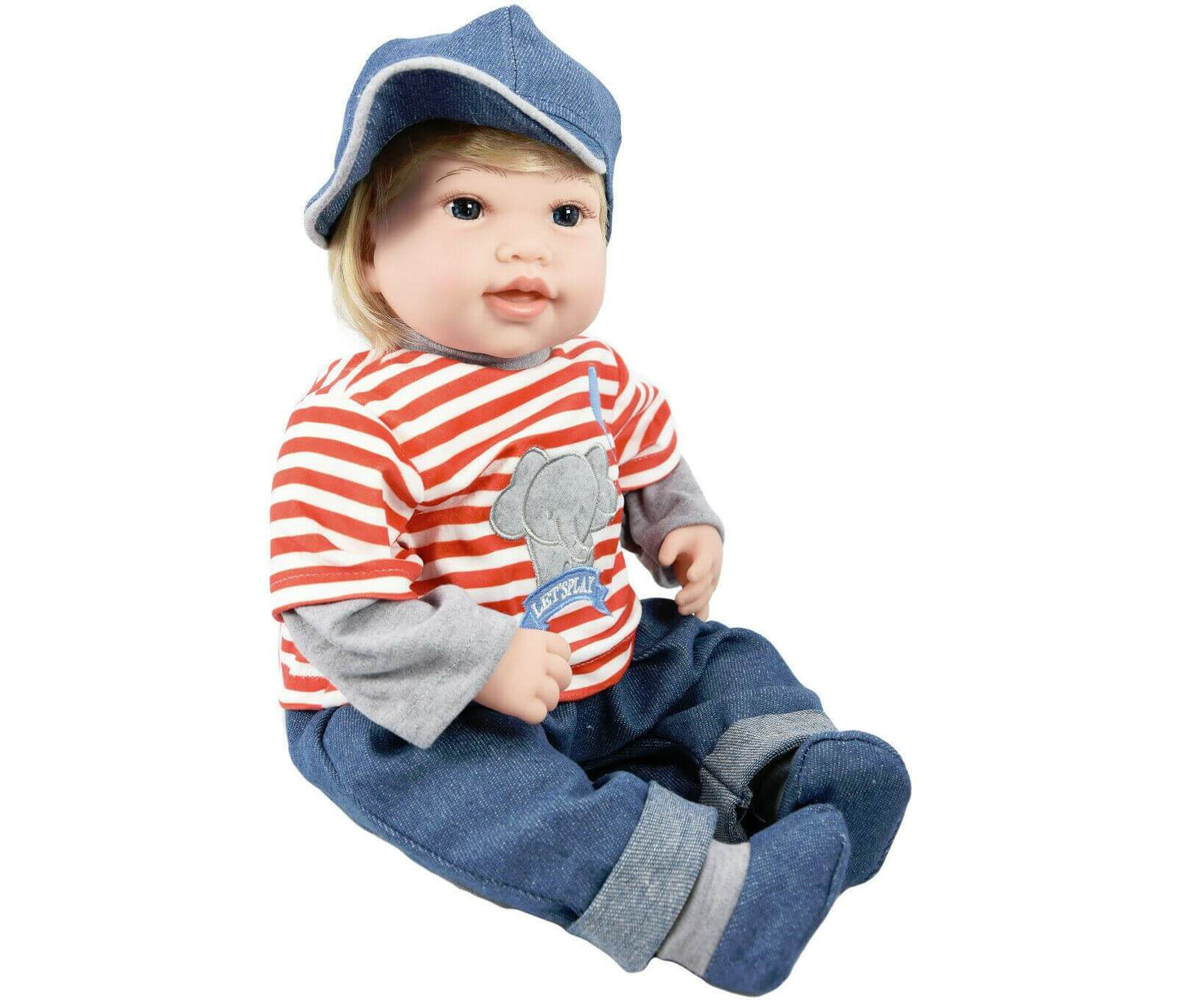 Baby Toddler Sitting Baby Doll with Red Stripy T-Shirt