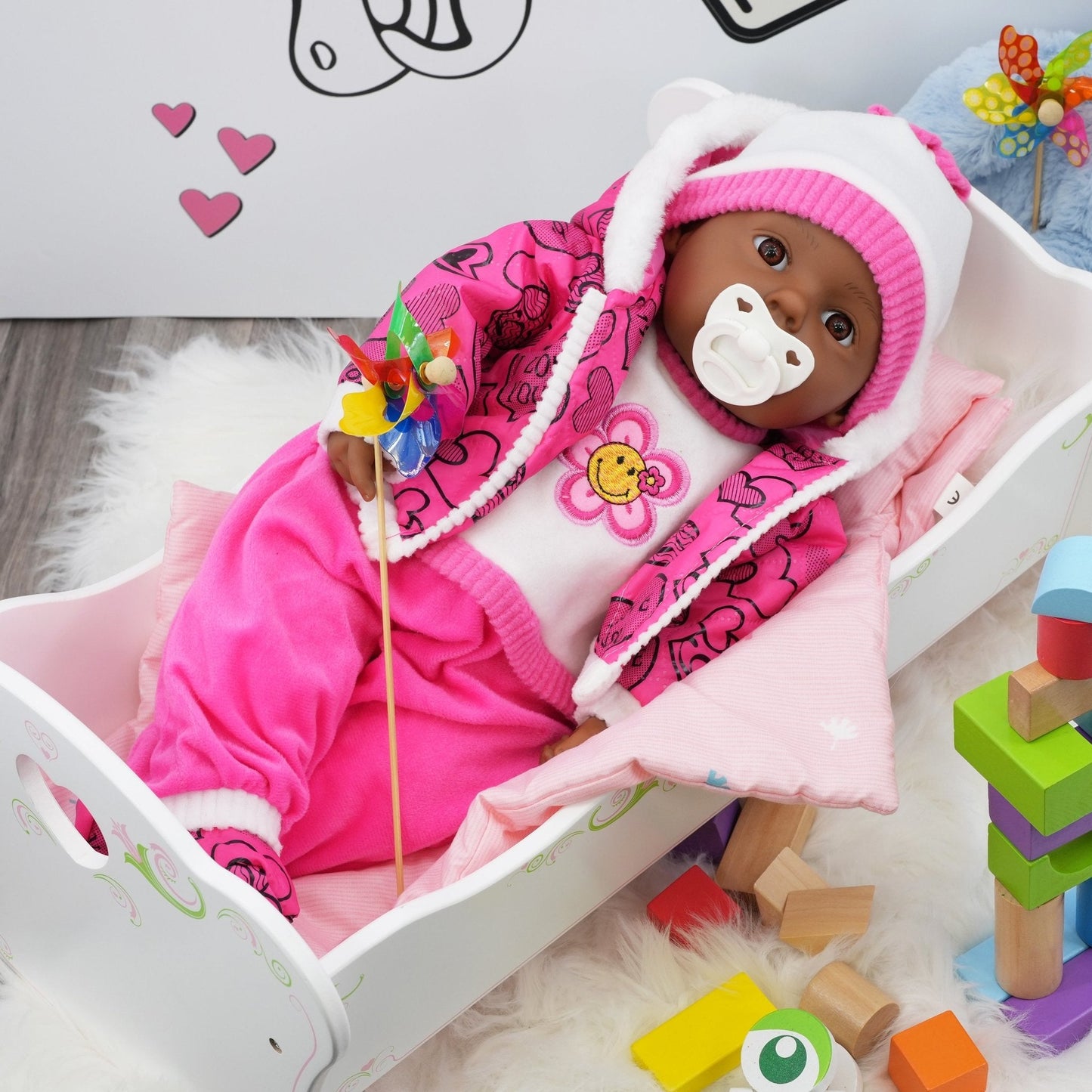 Bibi Black Girl Baby Doll Toy With Dummy & Sounds