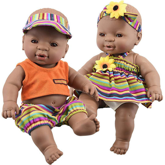 Black Twin Baby Dolls - 12"