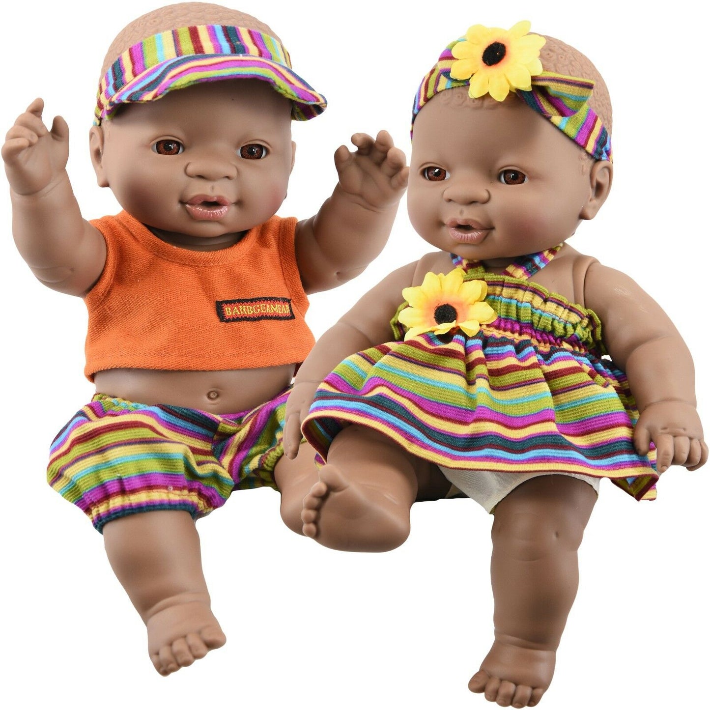 Black Twin Baby Dolls - 12"