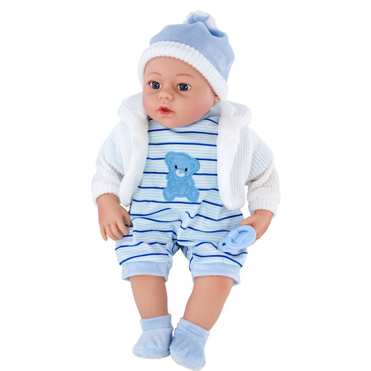 Blue Baby Boy Doll With Dummy & Sounds