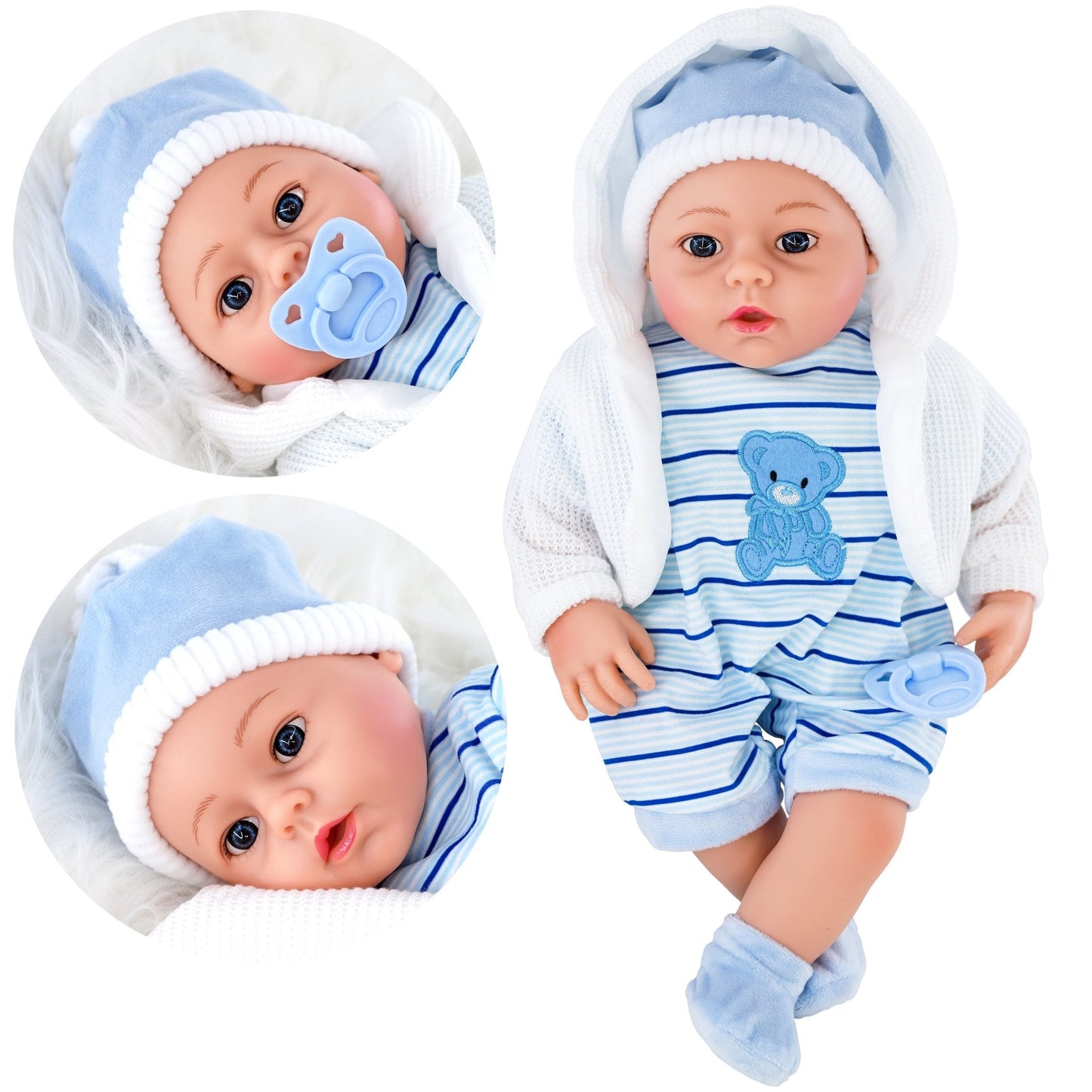 Blue Baby Boy Doll With Dummy & Sounds