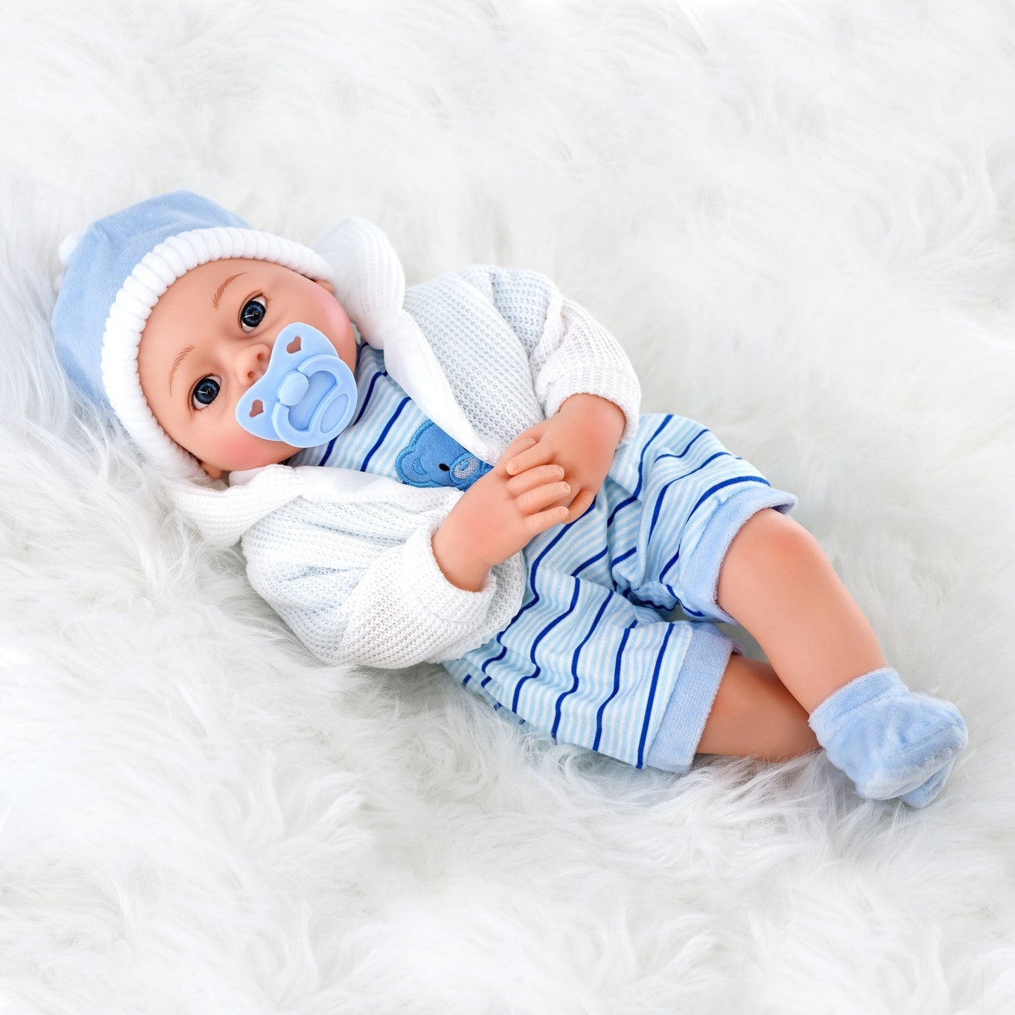 Blue Baby Boy Doll With Dummy & Sounds