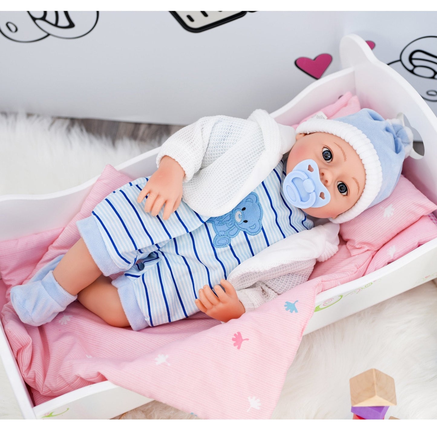 Blue Baby Boy Doll With Dummy & Sounds