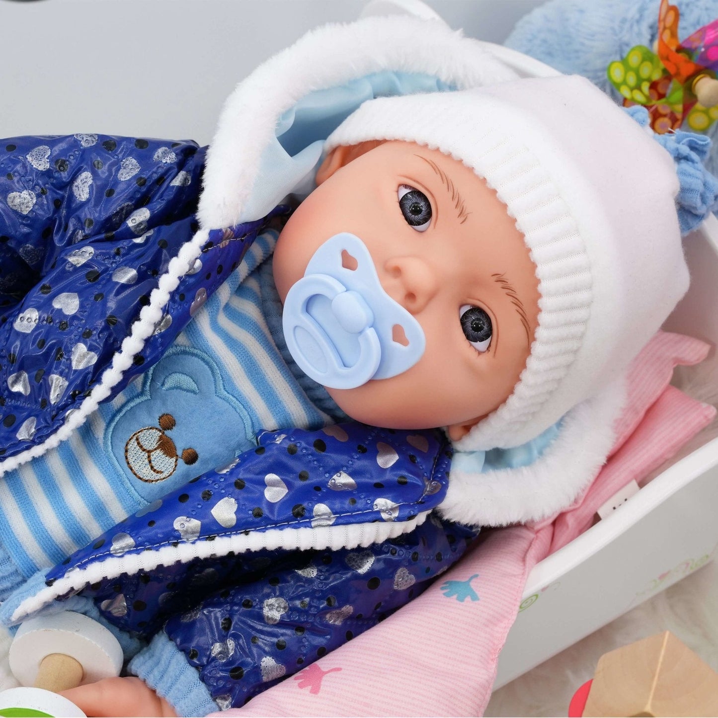 Blue Bibi Baby Doll Toy With Dummy & Sounds