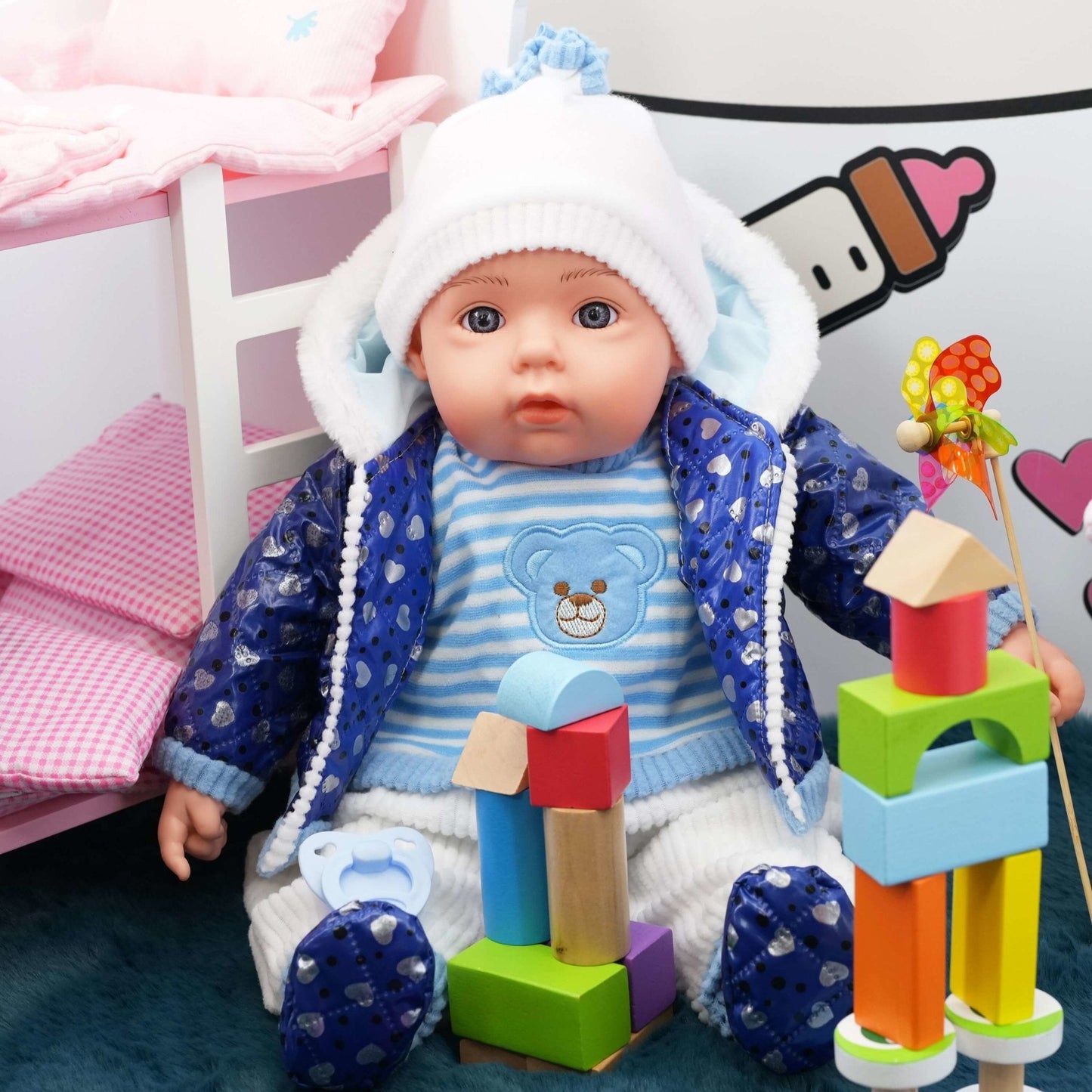 Blue Bibi Baby Doll Toy With Dummy & Sounds