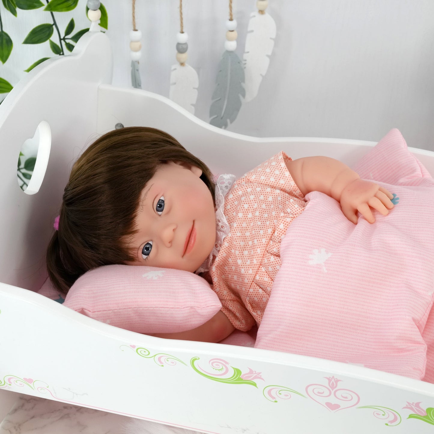 Brown Hair Girl Baby Doll with Down Syndrome