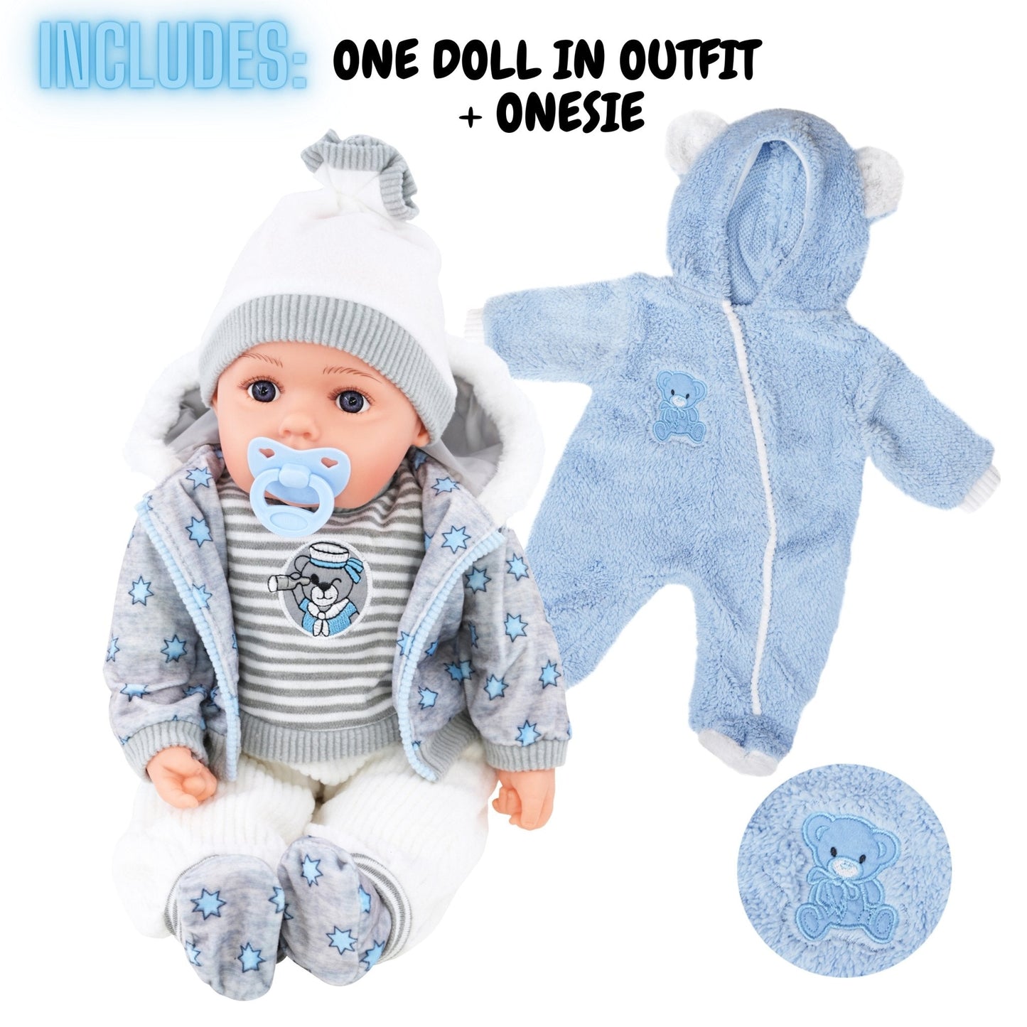 Grey Bibi Baby Doll + Extra Outfit