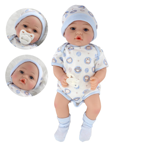 Lifelike Reborn Baby Boy Doll with Open Eyes 17"