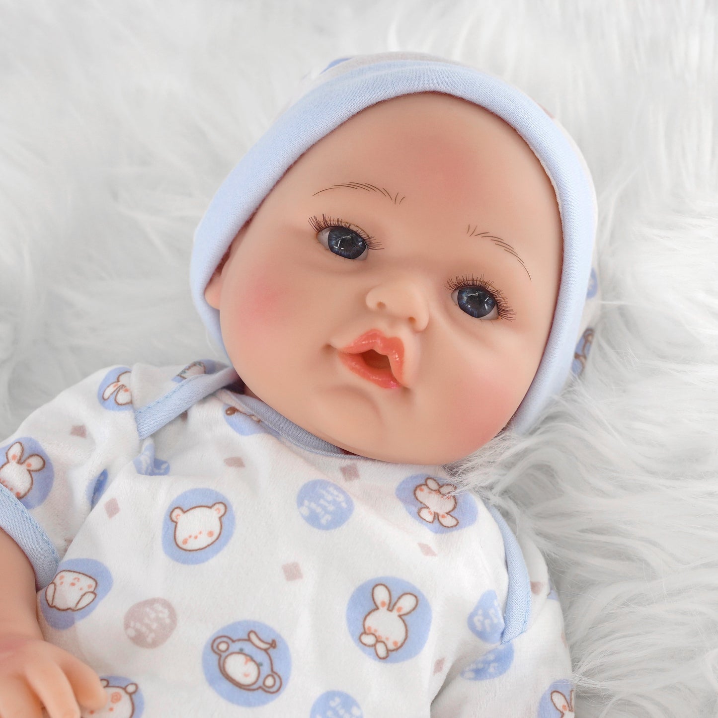 Lifelike Reborn Baby Boy Doll with Open Eyes 17"