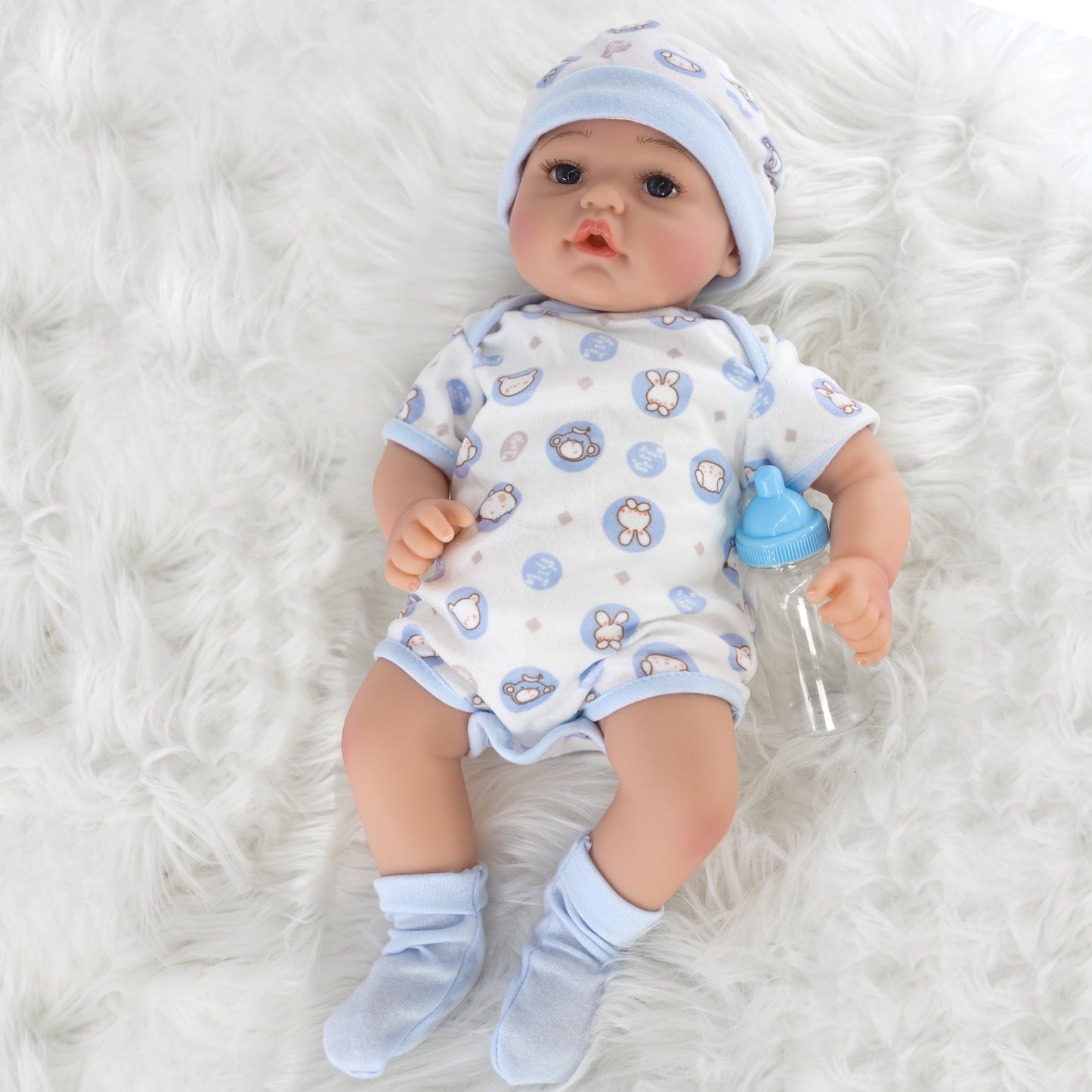 Lifelike Reborn Baby Boy Doll with Open Eyes 17"