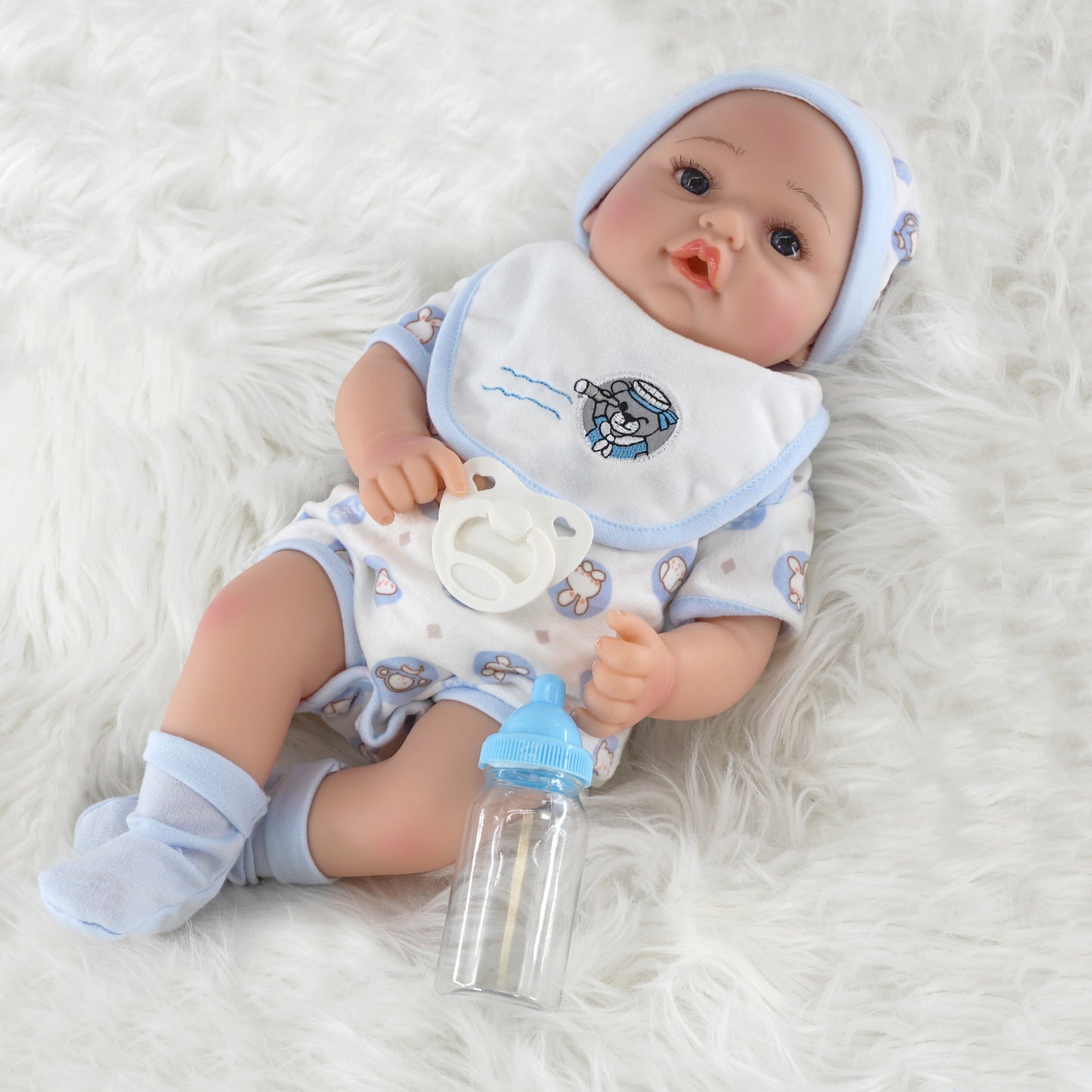 Lifelike Reborn Baby Boy Doll with Open Eyes 17"