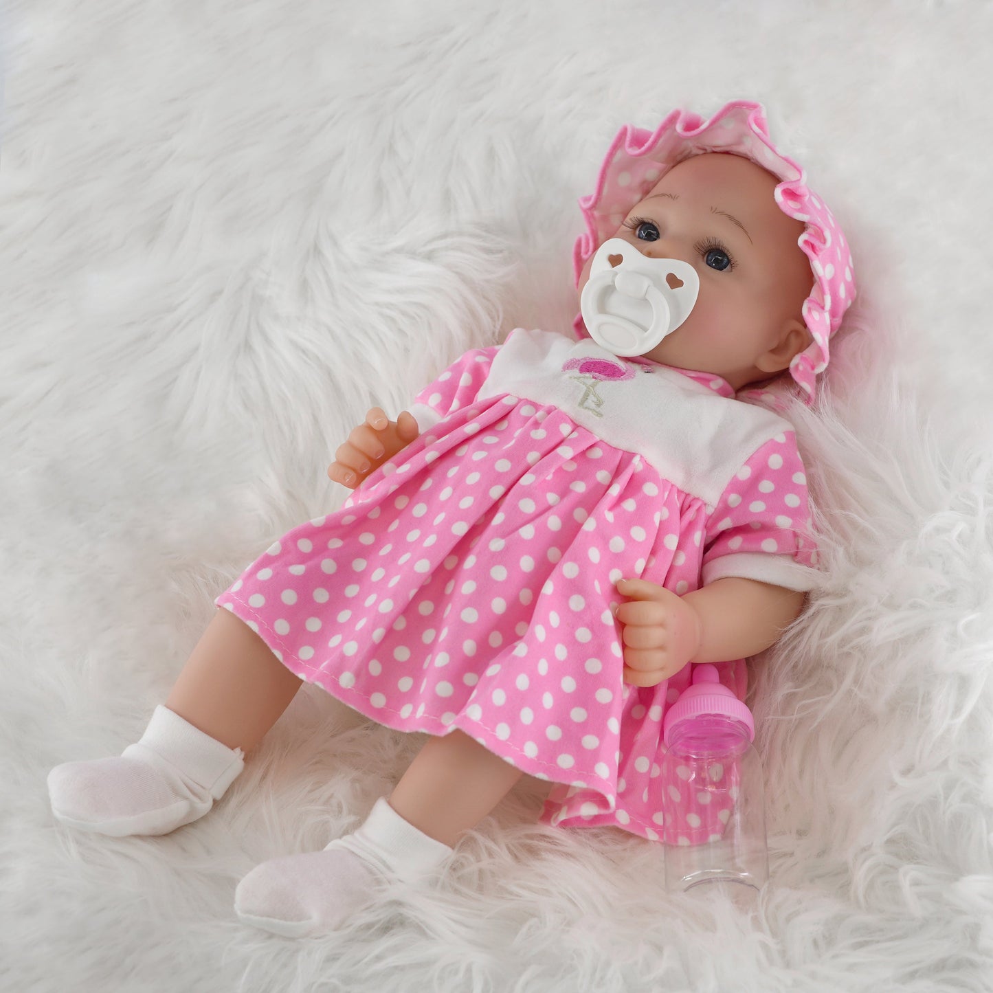 Lifelike Reborn Baby Girl Doll with Open Eyes 17"