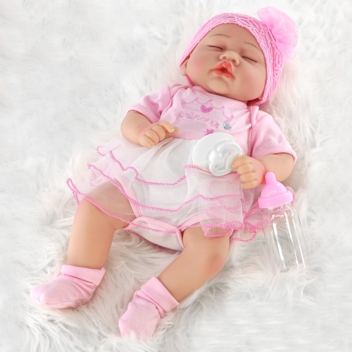 Lifelike Reborn Baby Sleeping Girl Doll 17"