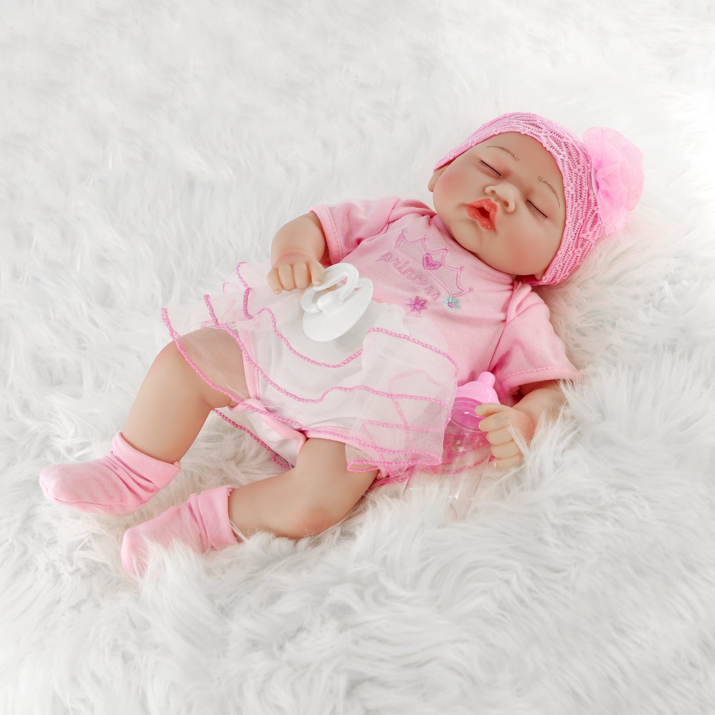 Lifelike Reborn Baby Sleeping Girl Doll 17"