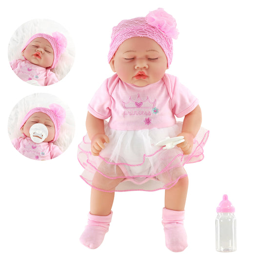 Lifelike Reborn Baby Sleeping Girl Doll 17"