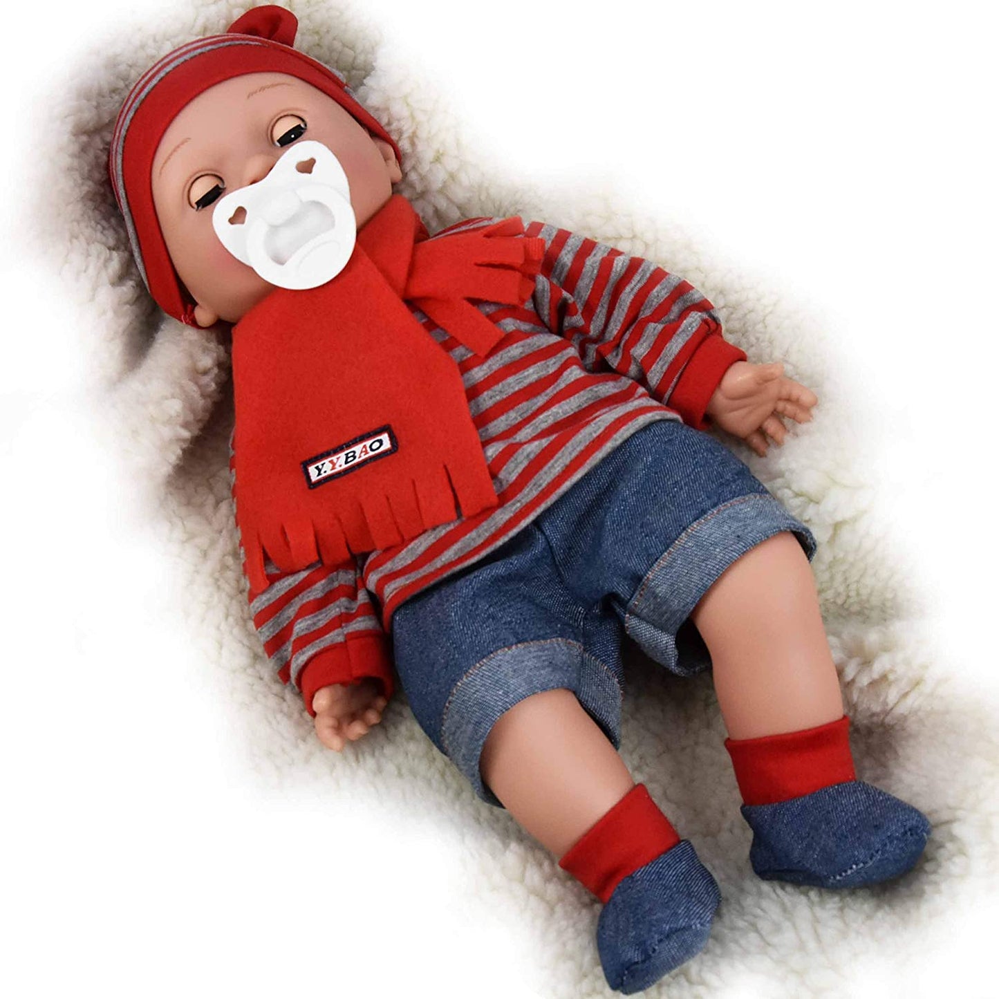 Sleeping Boy Dolls with Freckles, Sounds and Dummy