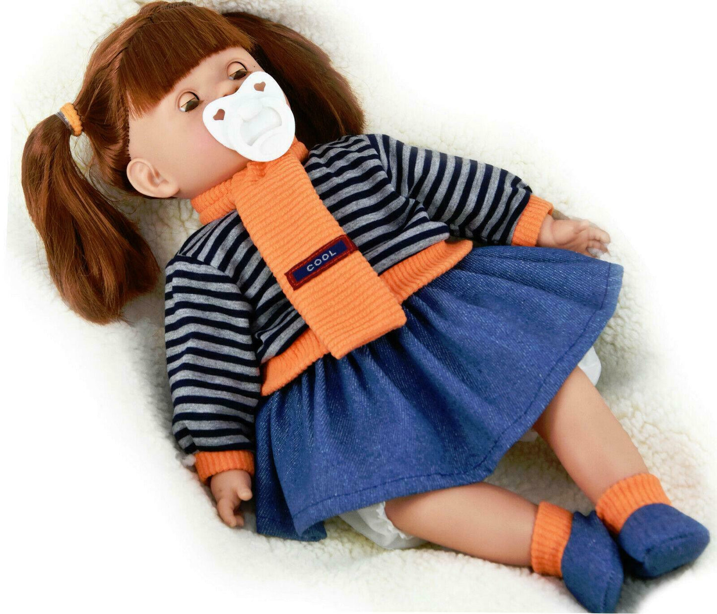 Sleeping Ginger Girl Dolls with Dummy & Sounds