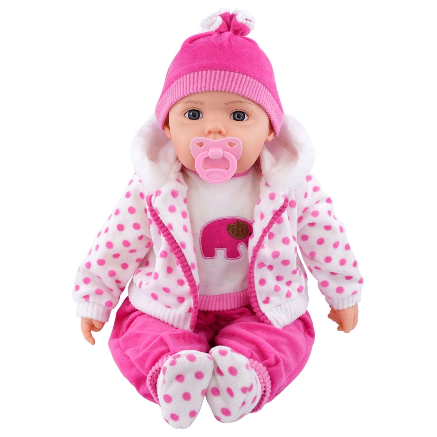 Spotty Coat Bibi Baby Doll Toy With Dummy & Sounds