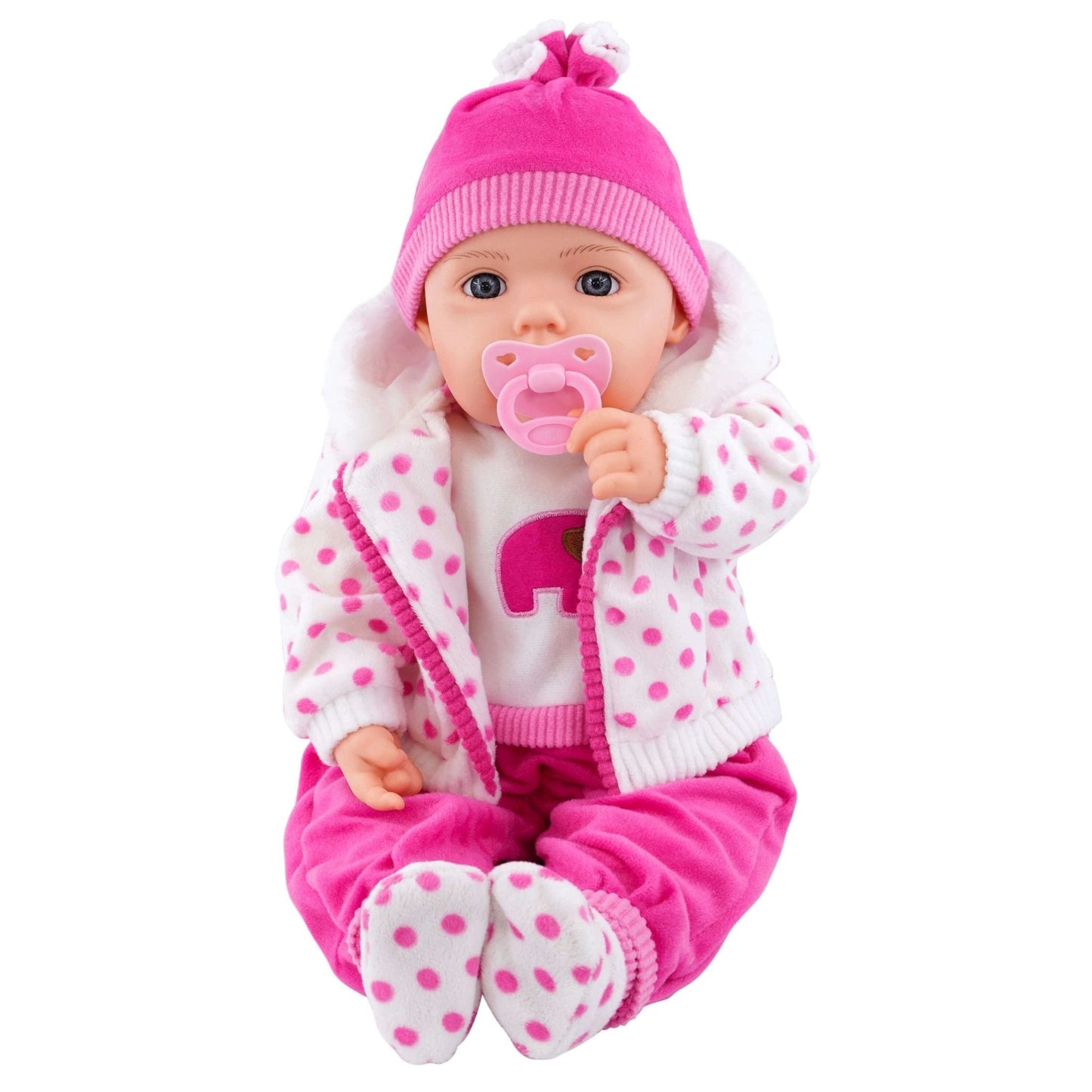 Spotty Coat Bibi Baby Doll Toy With Dummy & Sounds