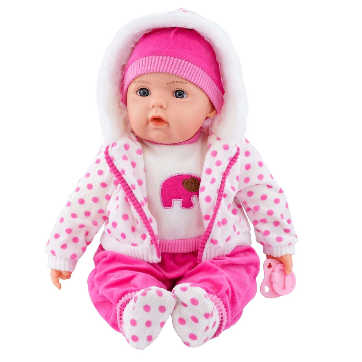 Spotty Coat Bibi Baby Doll Toy With Dummy & Sounds