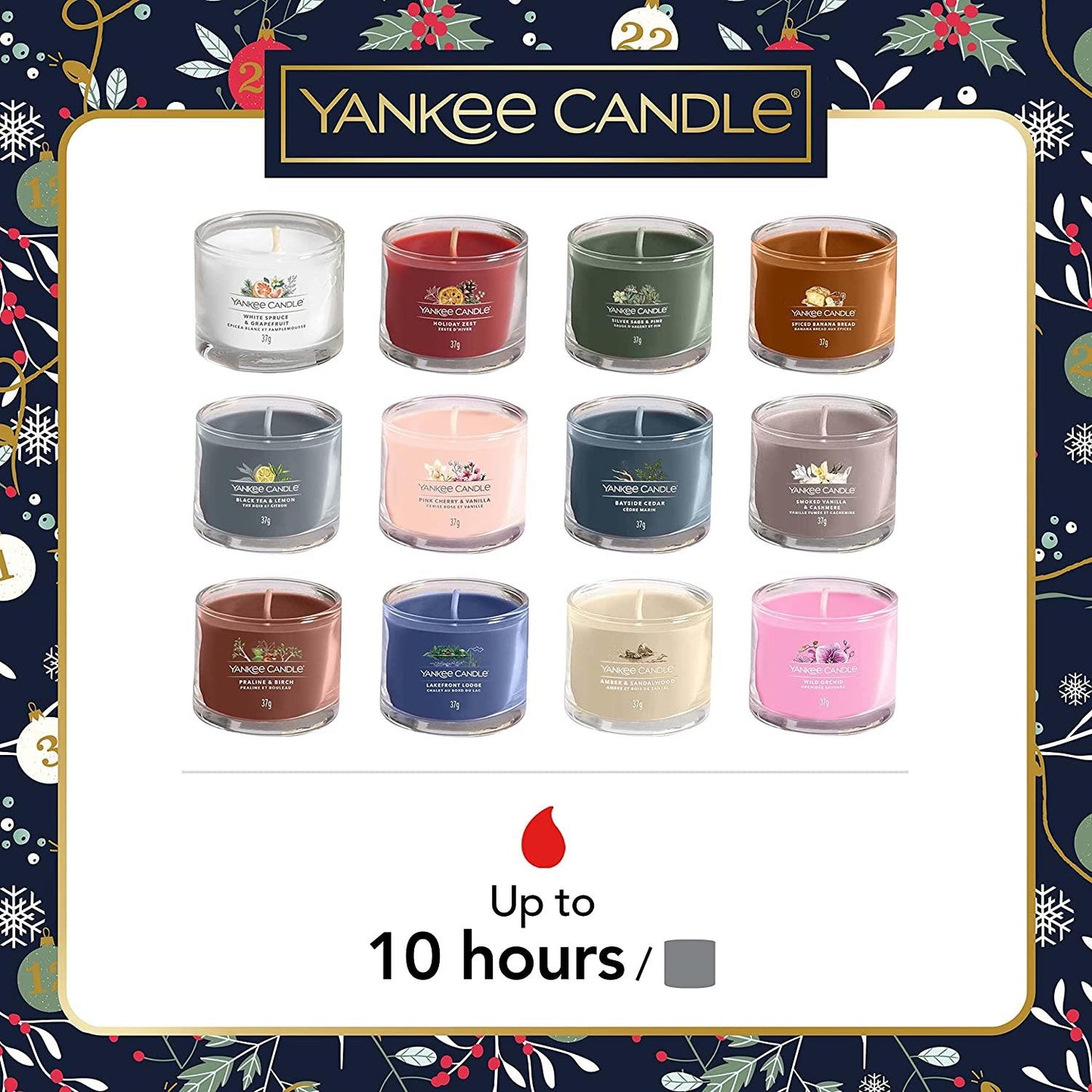 Yankee Candle Gift Set | 12 Signature Scented Votive Candles | Countdown to Christmas Collection